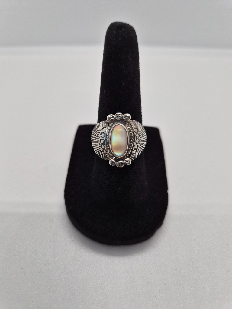 Sterling Silver 925 Moonstone Ring Size 6.5 Boho